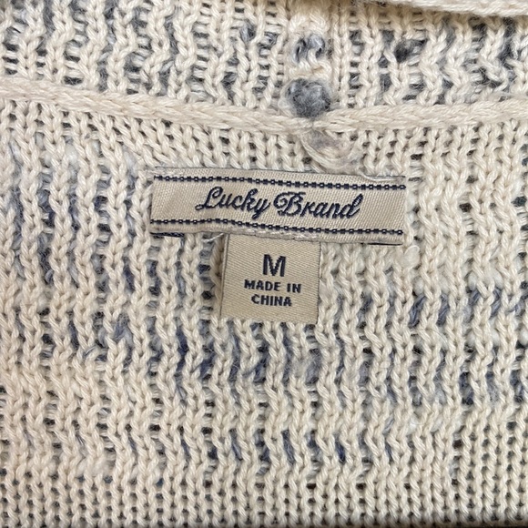 Lucky Brand Cream Black Blue Long Cardigan Sweater - Picture 2 of 9